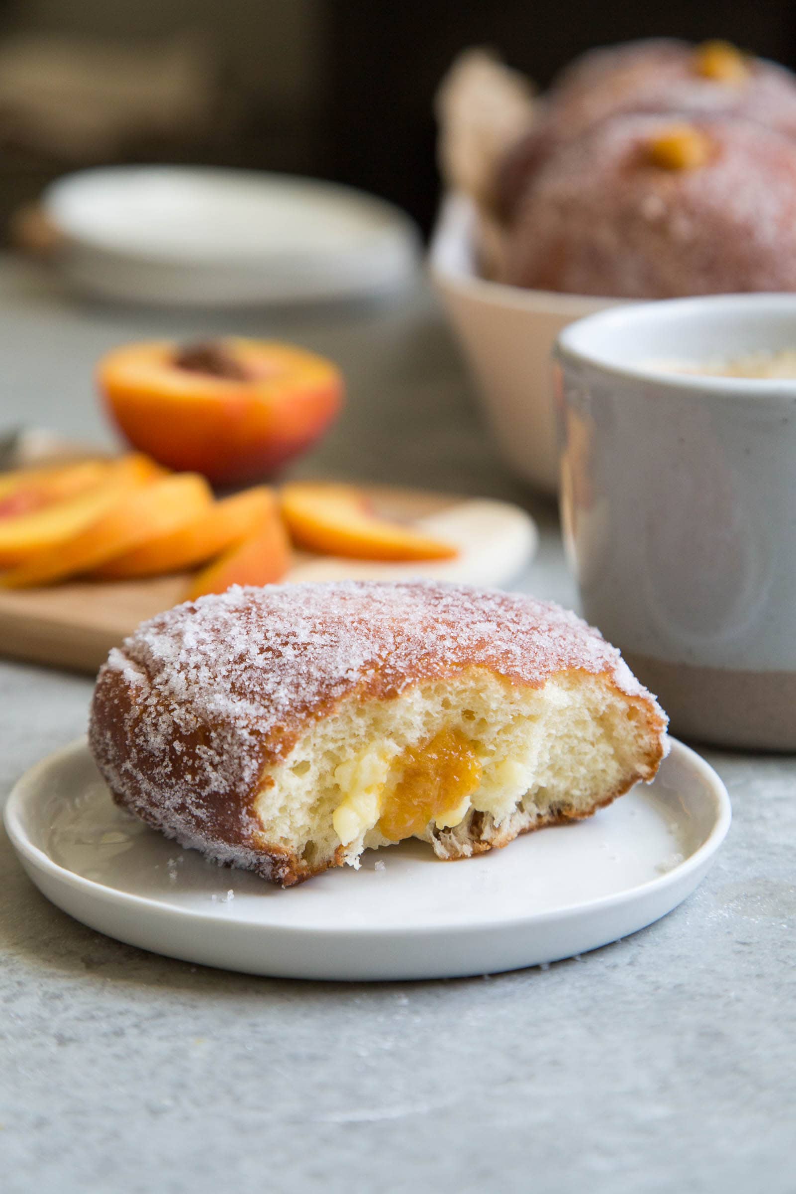 Peach Cream Filled Doughnuts