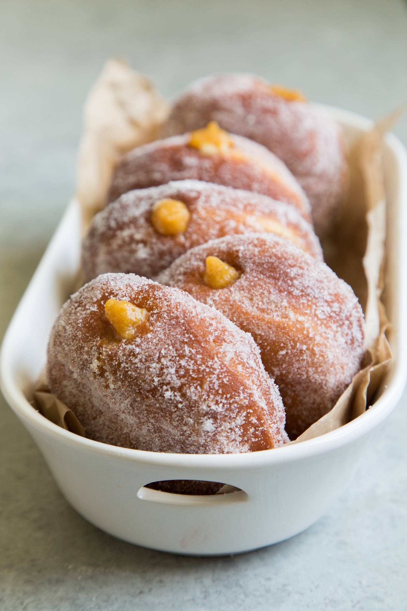 Peach Cream Filled Doughnuts