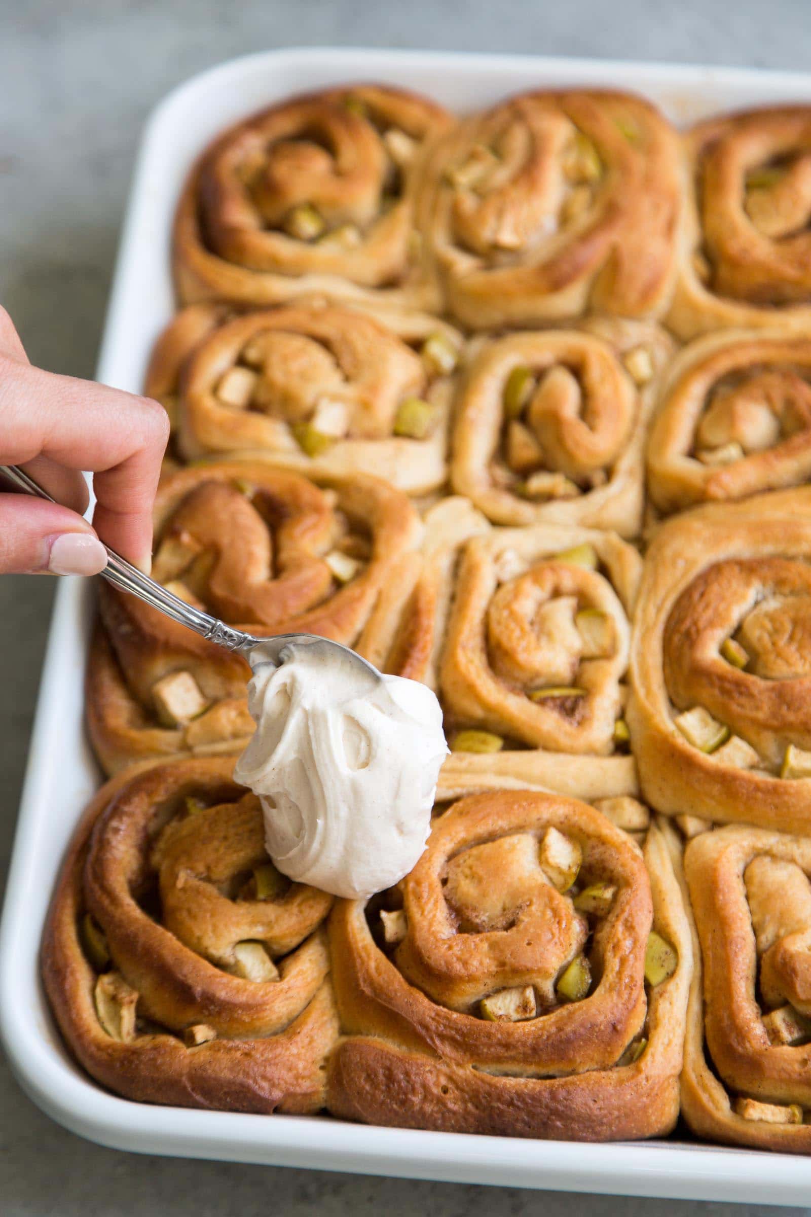 Apple Cinnamon Rolls with spiced cream cheese