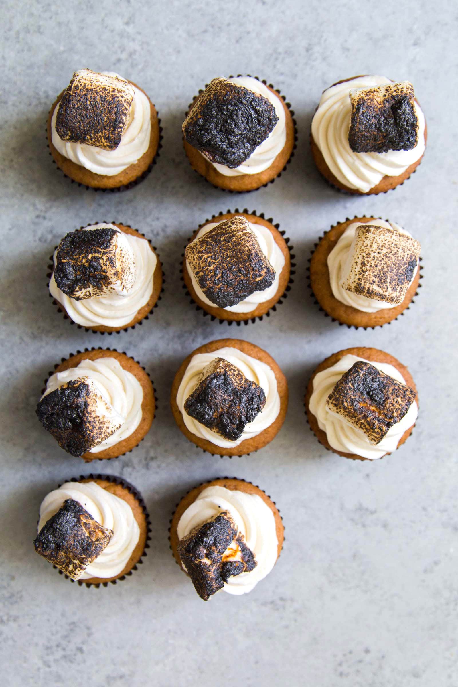 Butternut Squash Cupcakes with Toasted Marshmallows