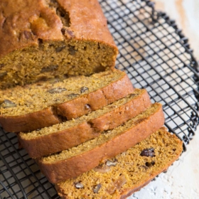 Banana Pumpkin Bread with figs and pecans