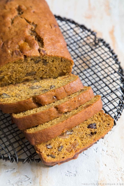Banana Pumpkin Bread with figs and pecans
