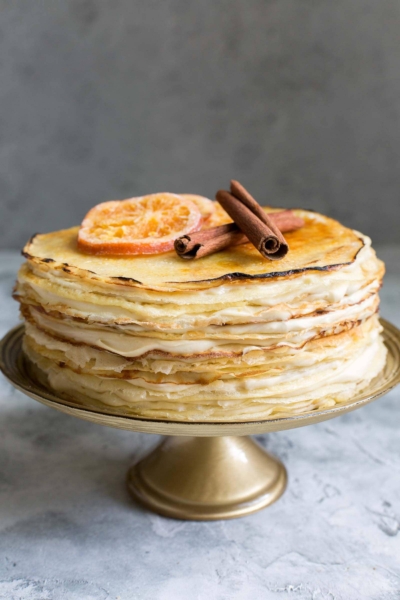 Orange Cinnamon Spiced Crepe Cake