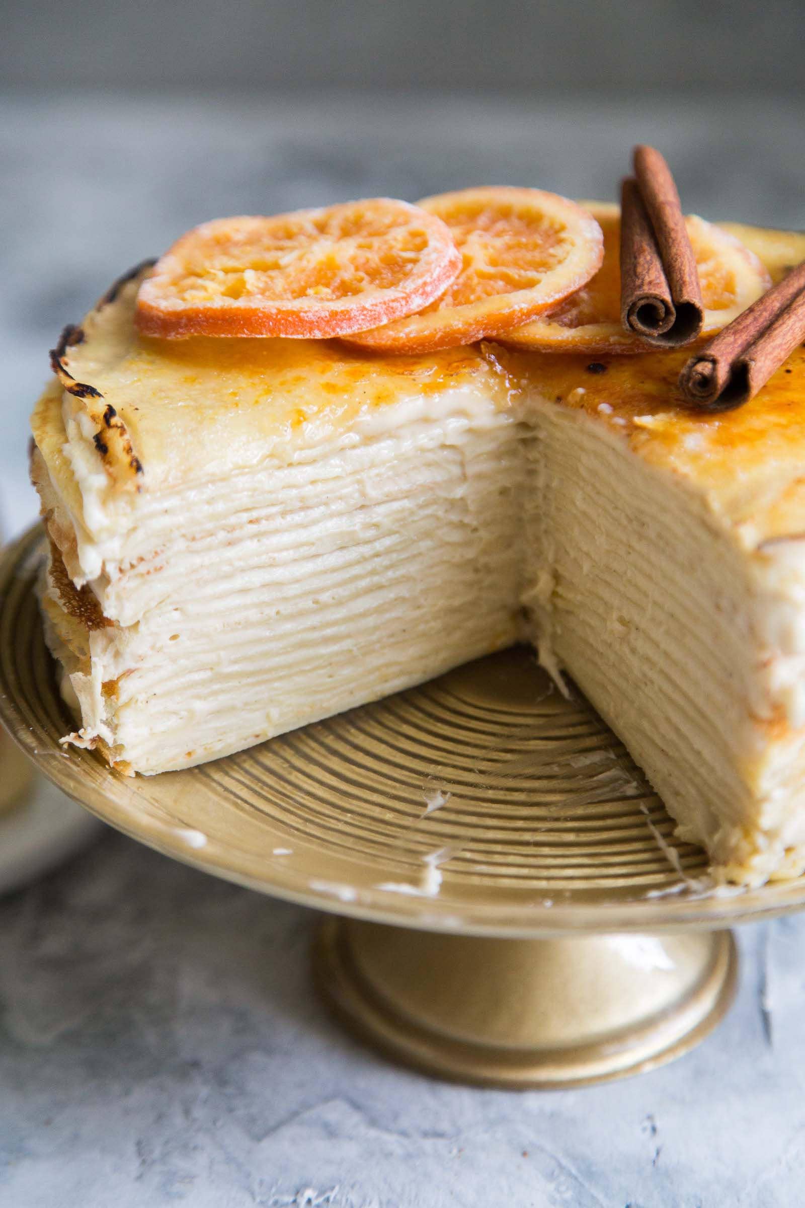 Orange Cinnamon Spiced Crepe Cake