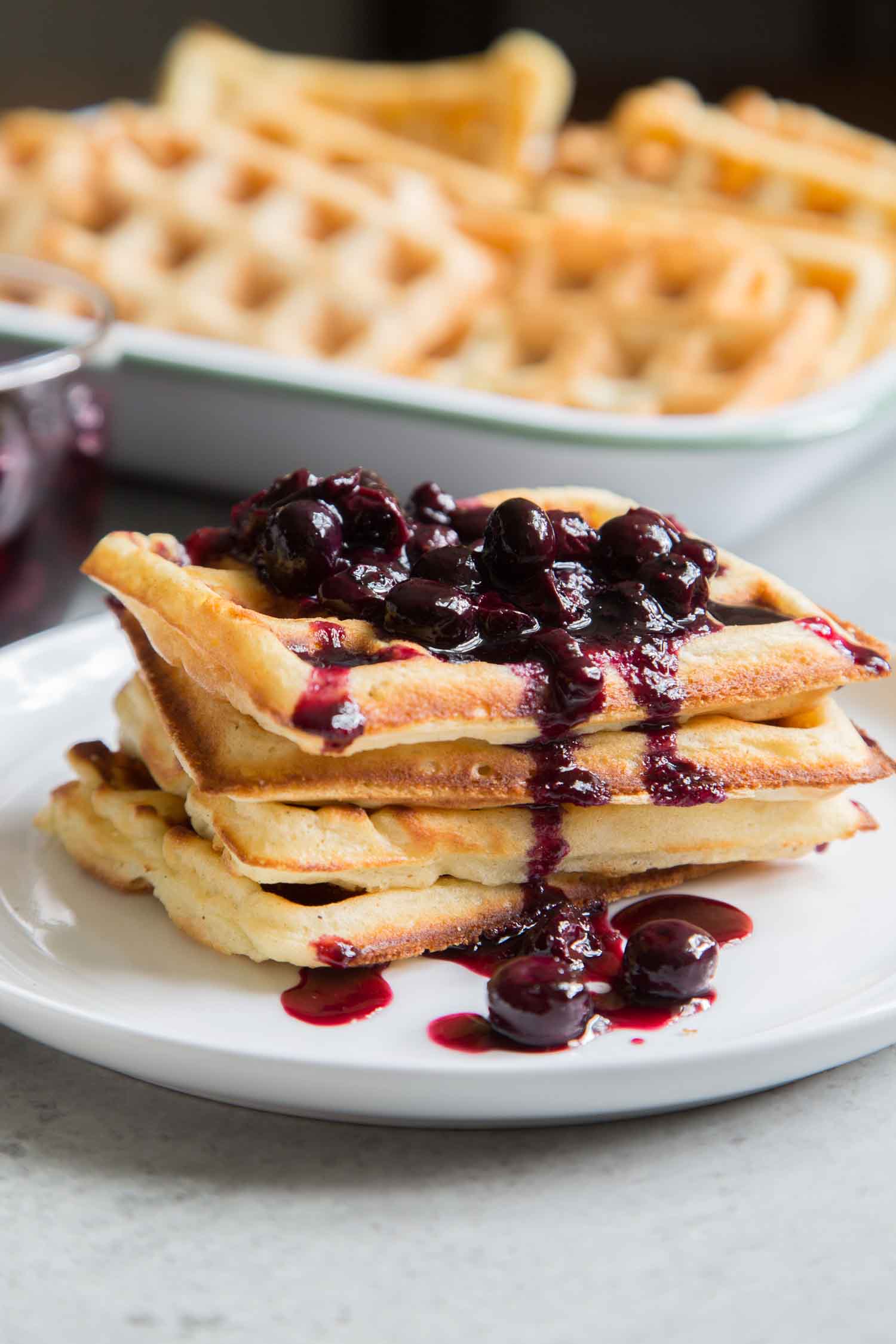 Buttermilk Waffles with Ginger Blueberry Sauce