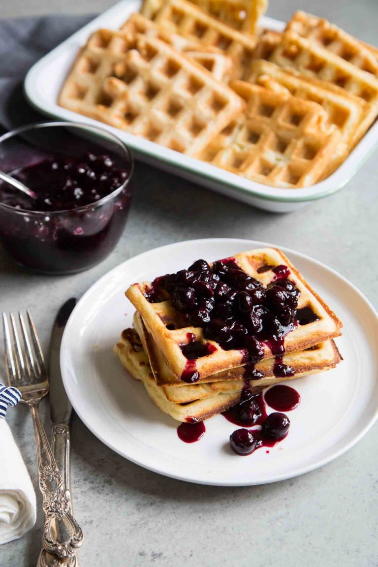 Buttermilk Waffles with Blueberry Sauce The Little Epicurean
