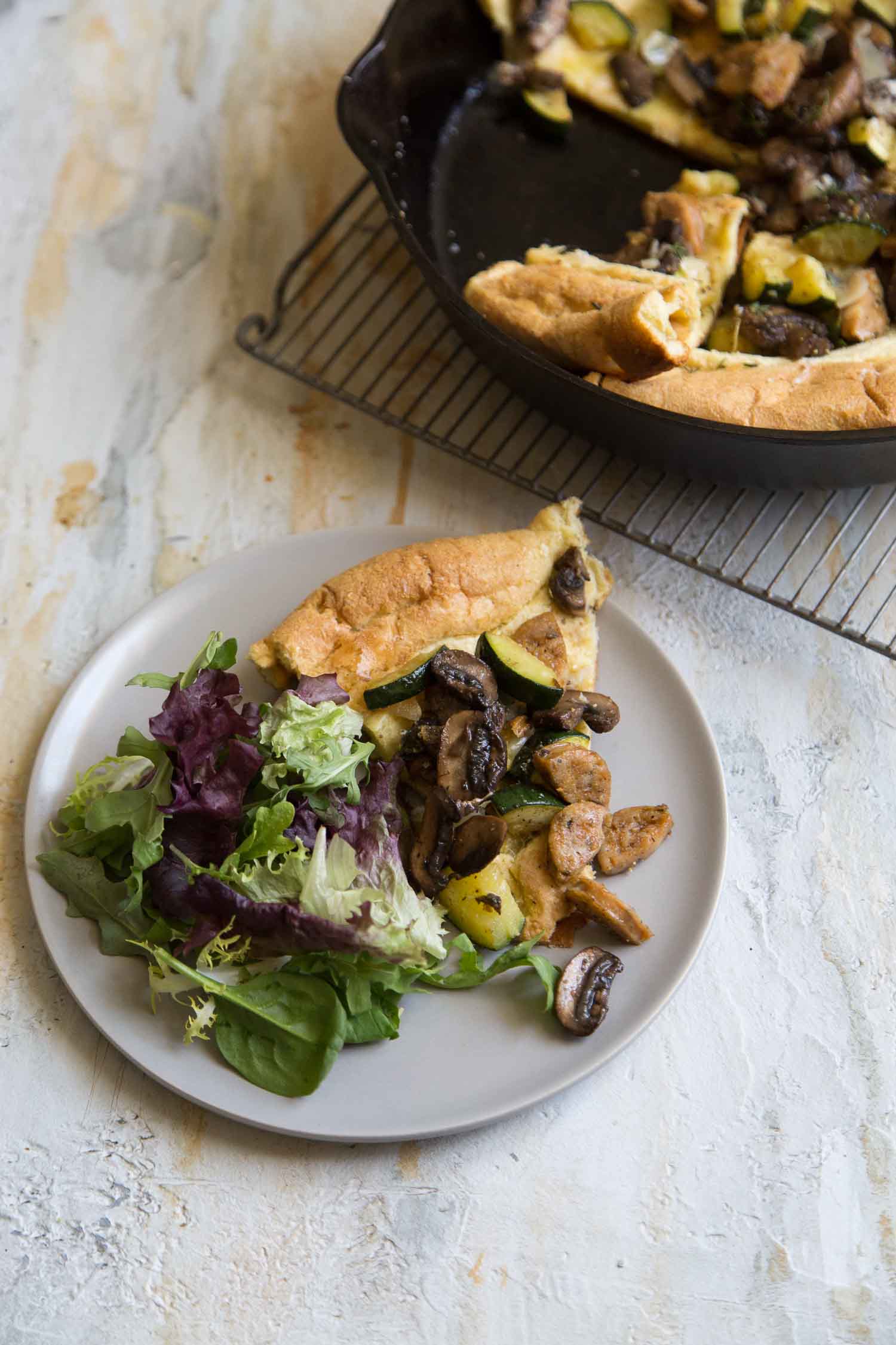 Savory Dutch Baby Pancake with veggies and sausage