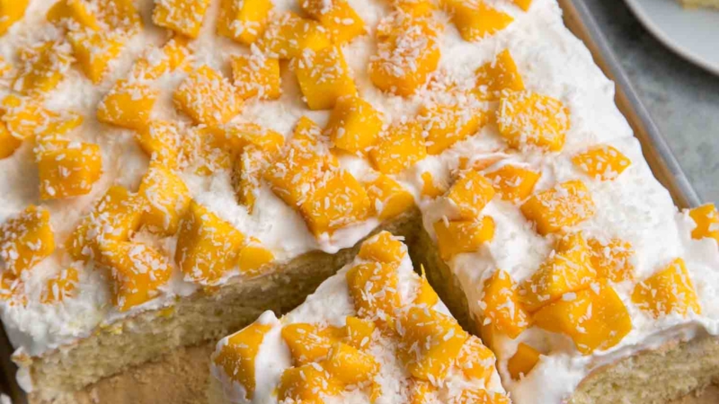 Mango Coconut Sheet Cake