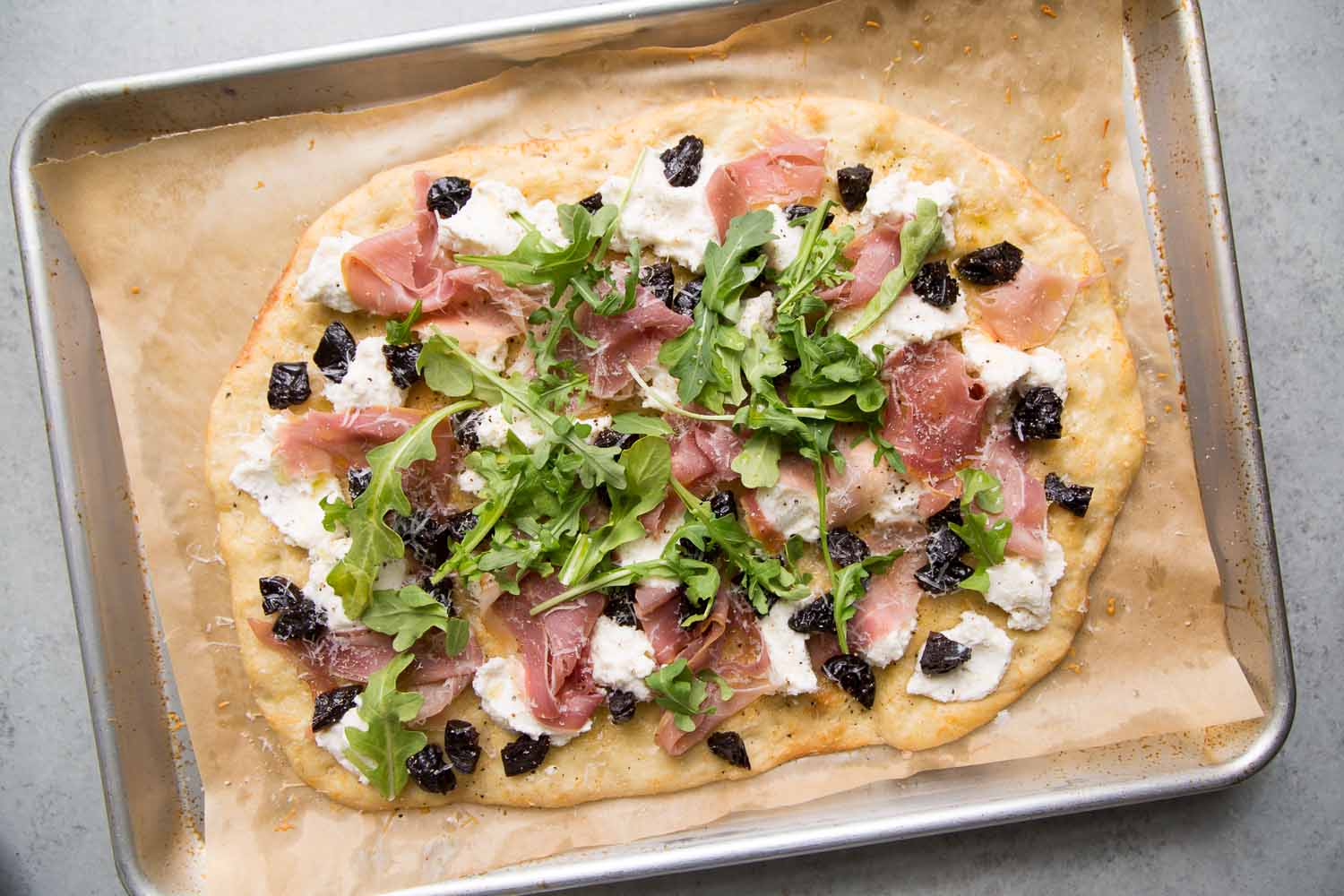 ricotta flatbread prune jamon serrano The Little Epicurean