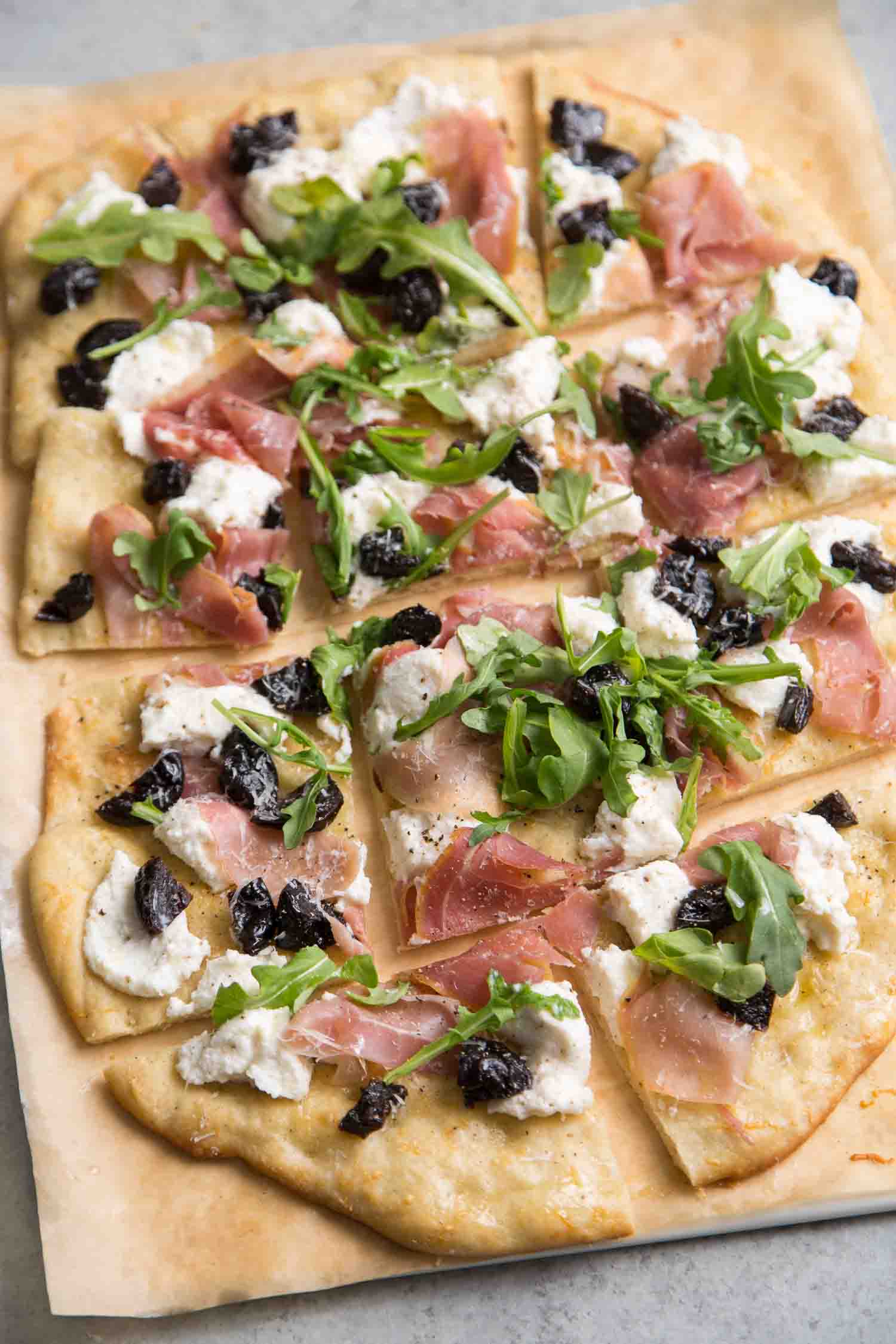 Ricotta Flatbread with Prunes and Jamon Serrano