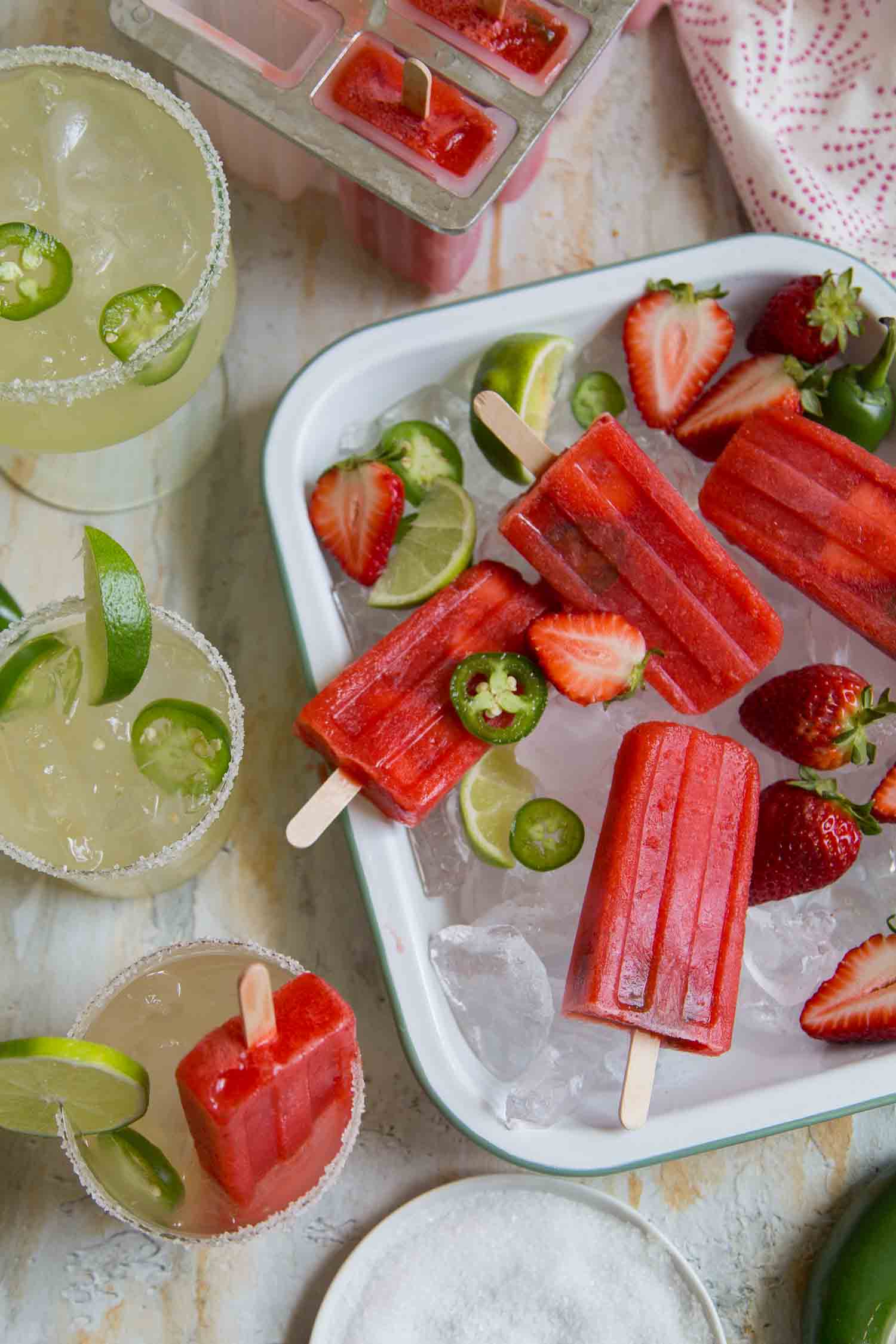 Strawberry Jalapeno Margarita Popsicles