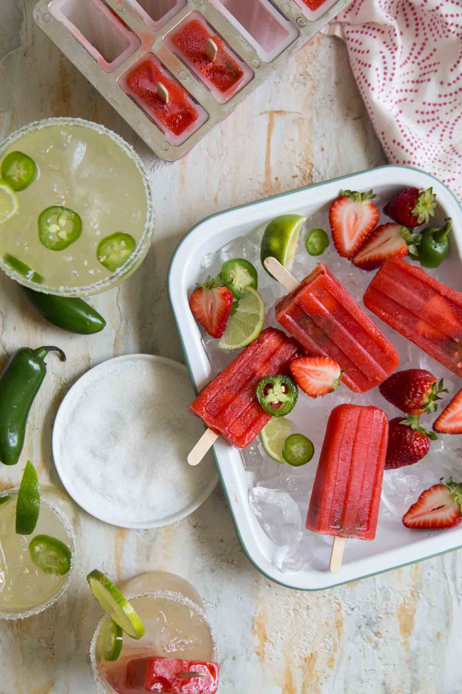 Strawberry Jalapeno Margarita Popsicles