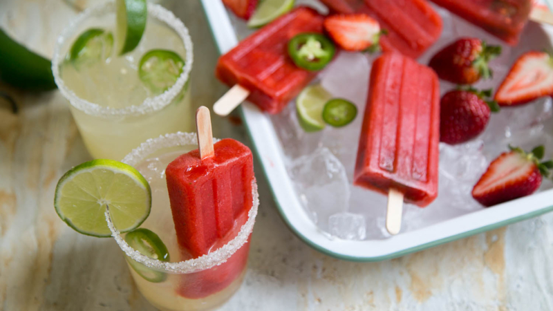 Strawberry Jalapeno Margarita Popsicles