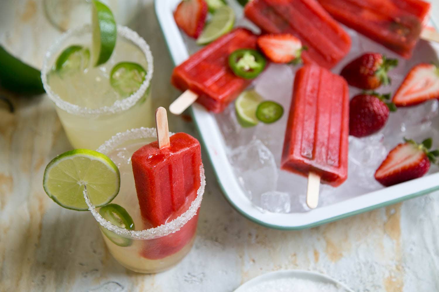 Strawberry Jalapeno Margarita Popsicles