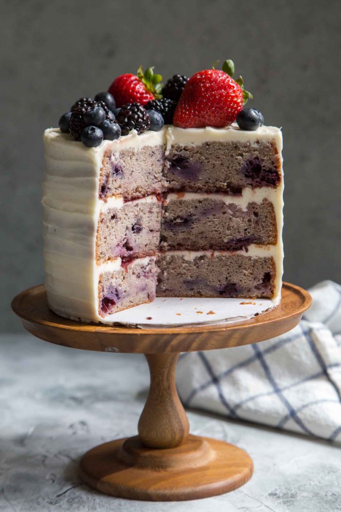 Mixed Berry Layer Cake with Cream Cheese Frosting The Little Epicurean