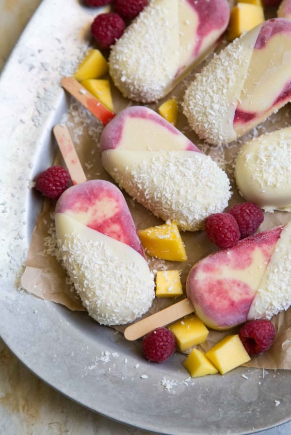 Raspberry Mango Coconut Pops
