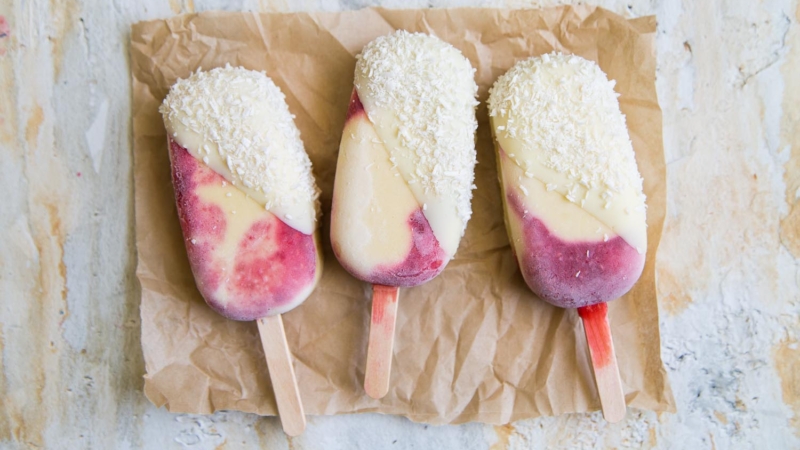 Raspberry Mango Coconut Pops