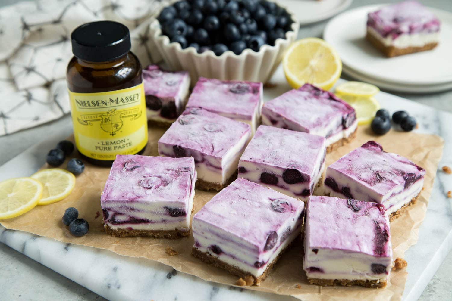 Frozen Lemon Blueberry Cheesecake Bars