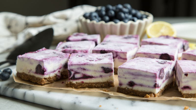 Frozen Lemon Blueberry Cheesecake Bars