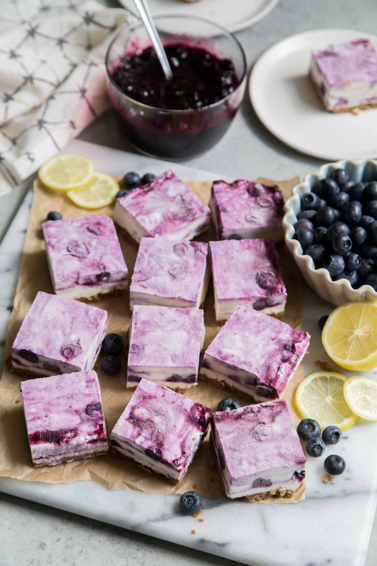 Frozen Lemon Blueberry Cheesecake Bars- The Little Epicurean