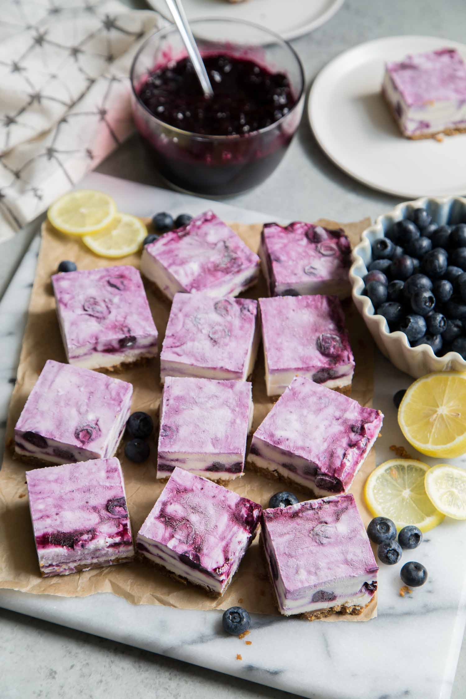 Frozen Lemon Blueberry Cheesecake Bars