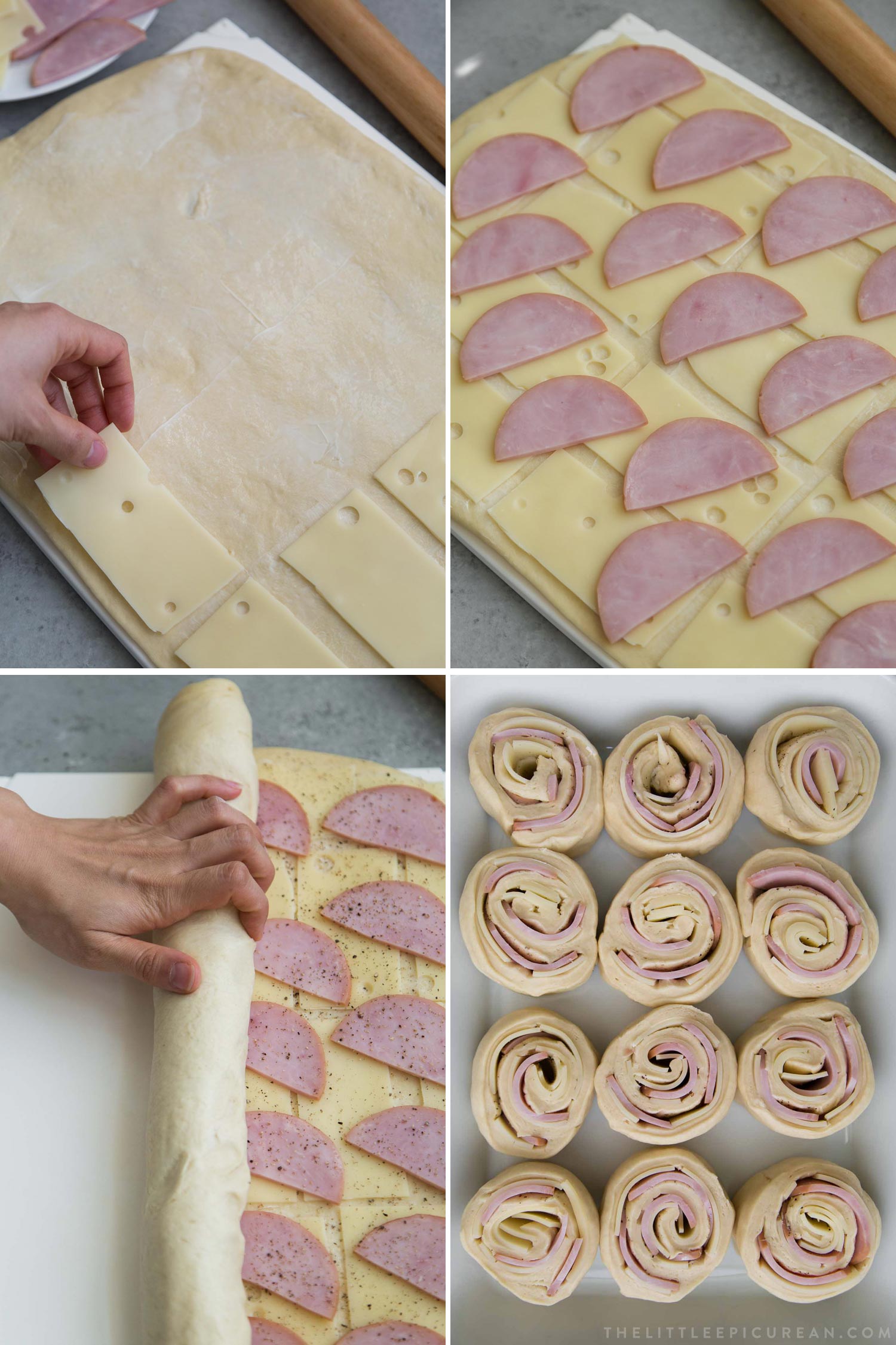 Baked Ham and Swiss Rolls