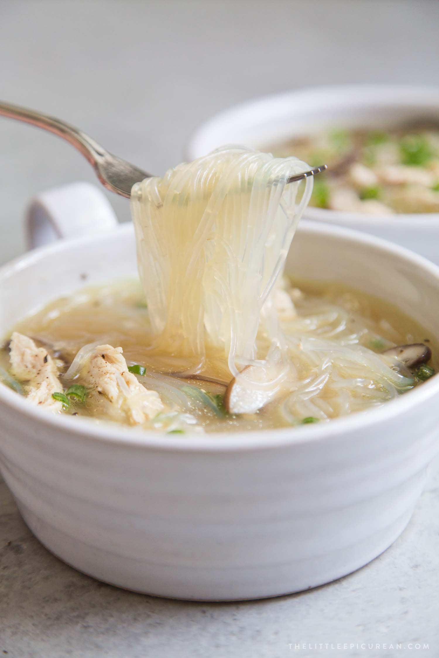 mung bean thread noodles pulled out of chicken sotanghon soup. 