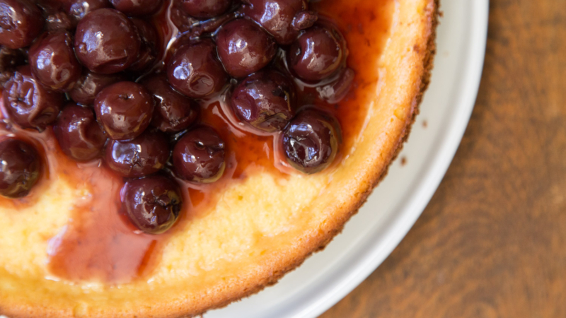 Ricotta Cheesecake Brandied Cherries