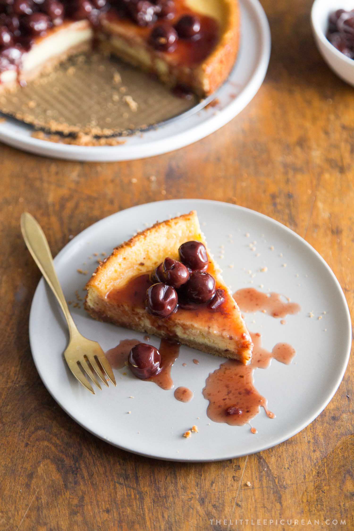 Ricotta Cheesecake with Brandied Cherries