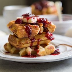 Spiced Buttermilk Waffles with Cranberry Maple Syrup