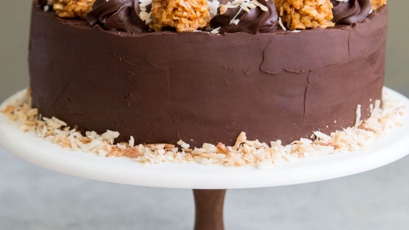 Chocolate Caramel Coconut Cake