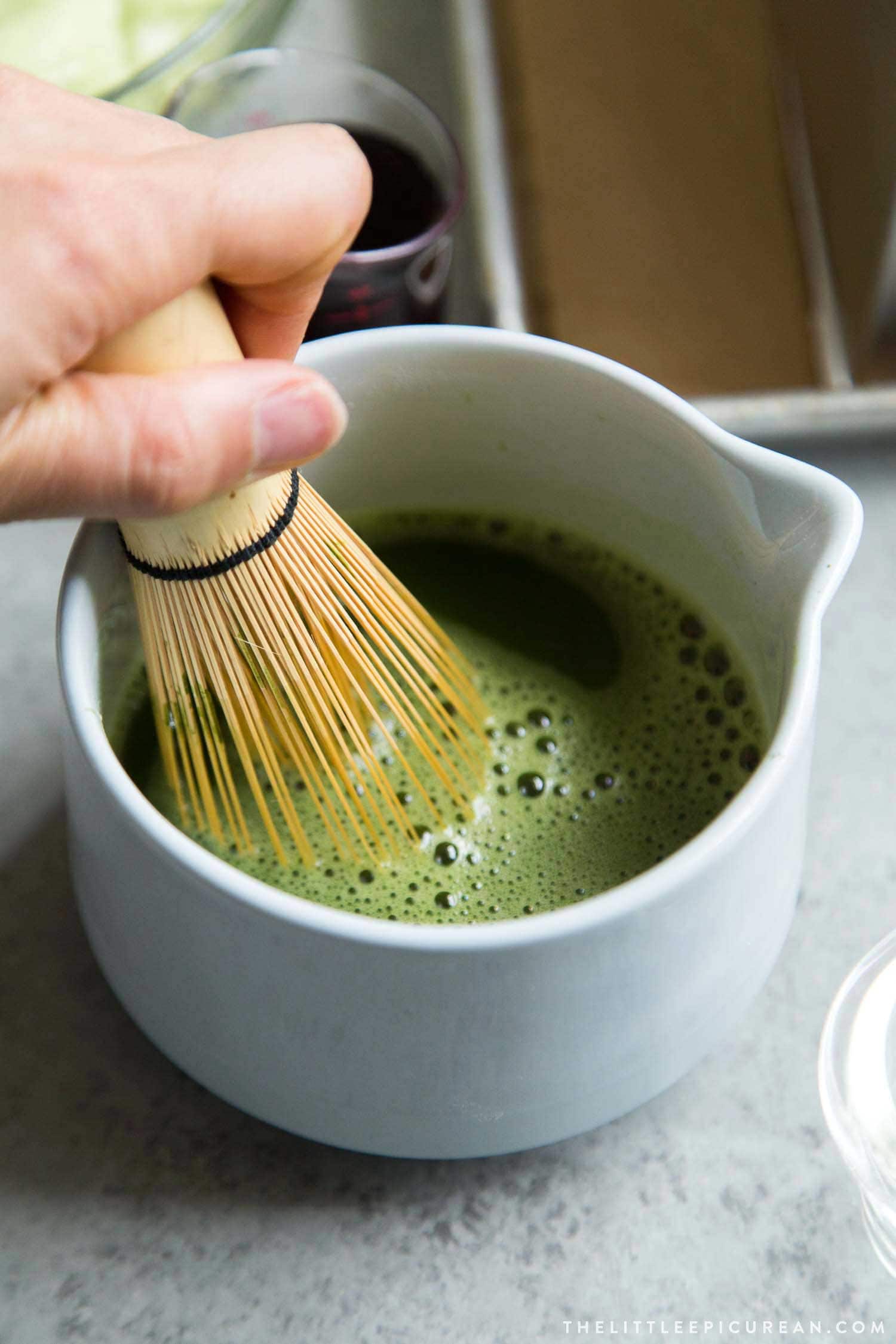 use bamboo whisk to prepare matcha. 