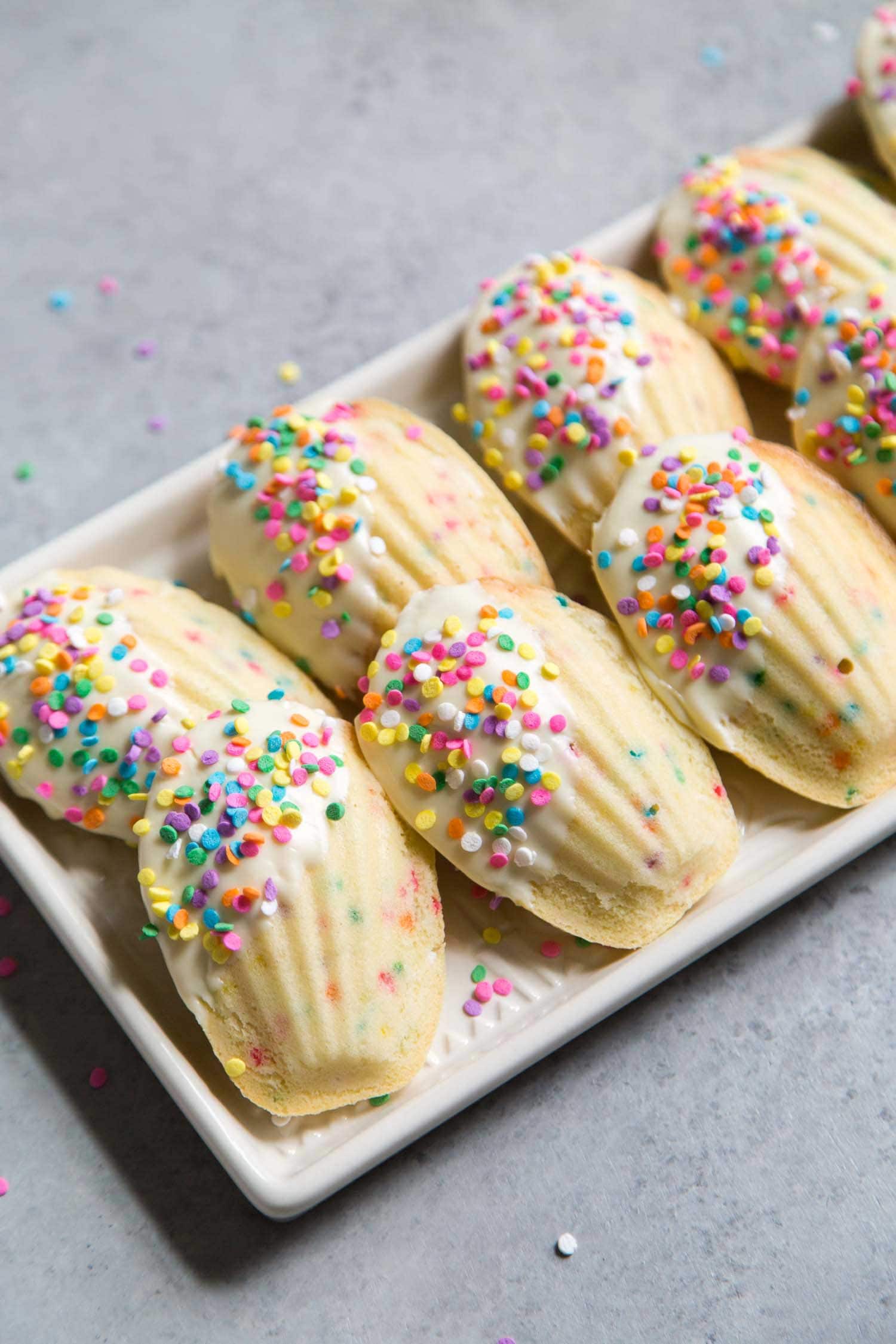 White Chocolate Dipped Birthday Madeleines