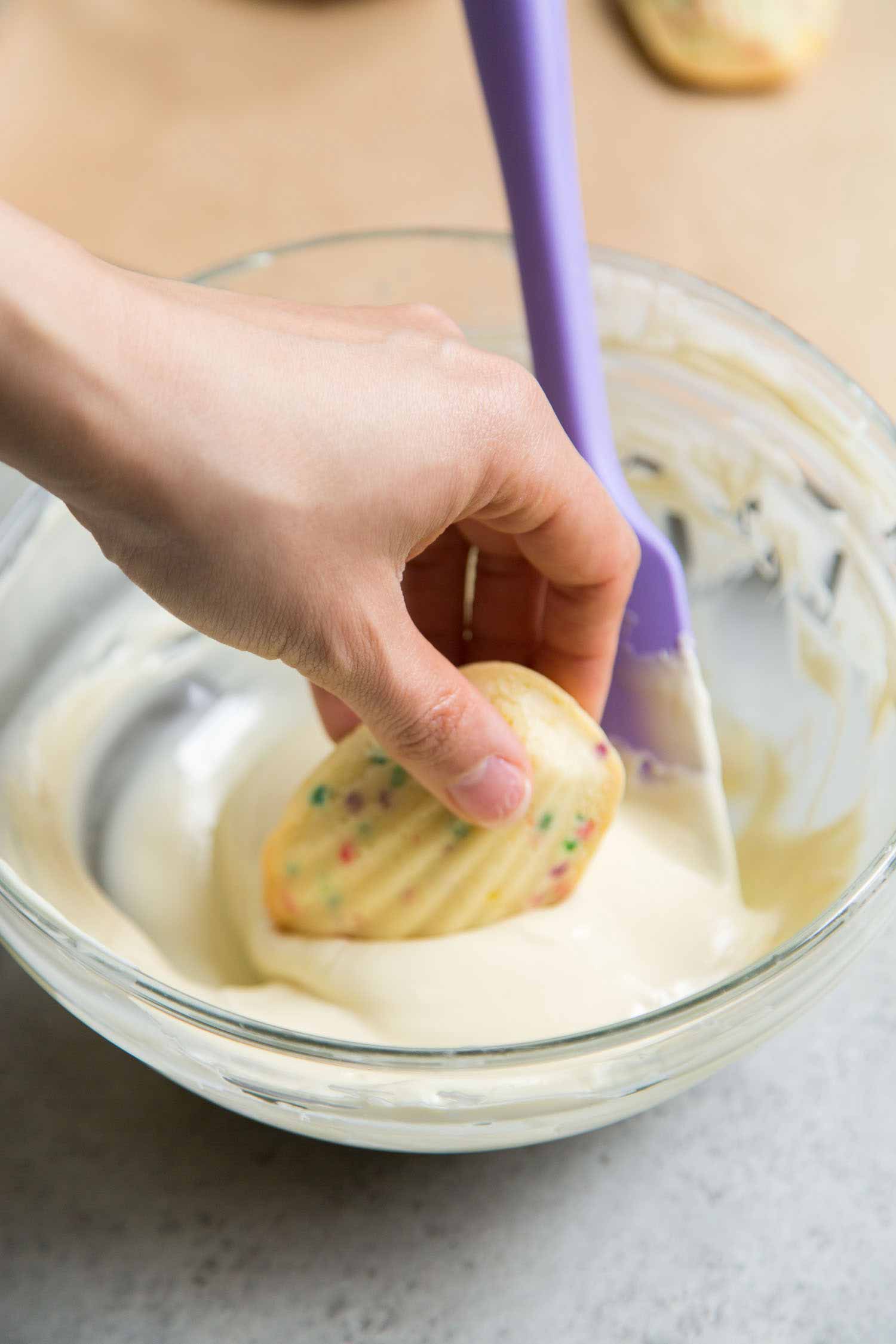 Dipped Birthday Cake Madelelines