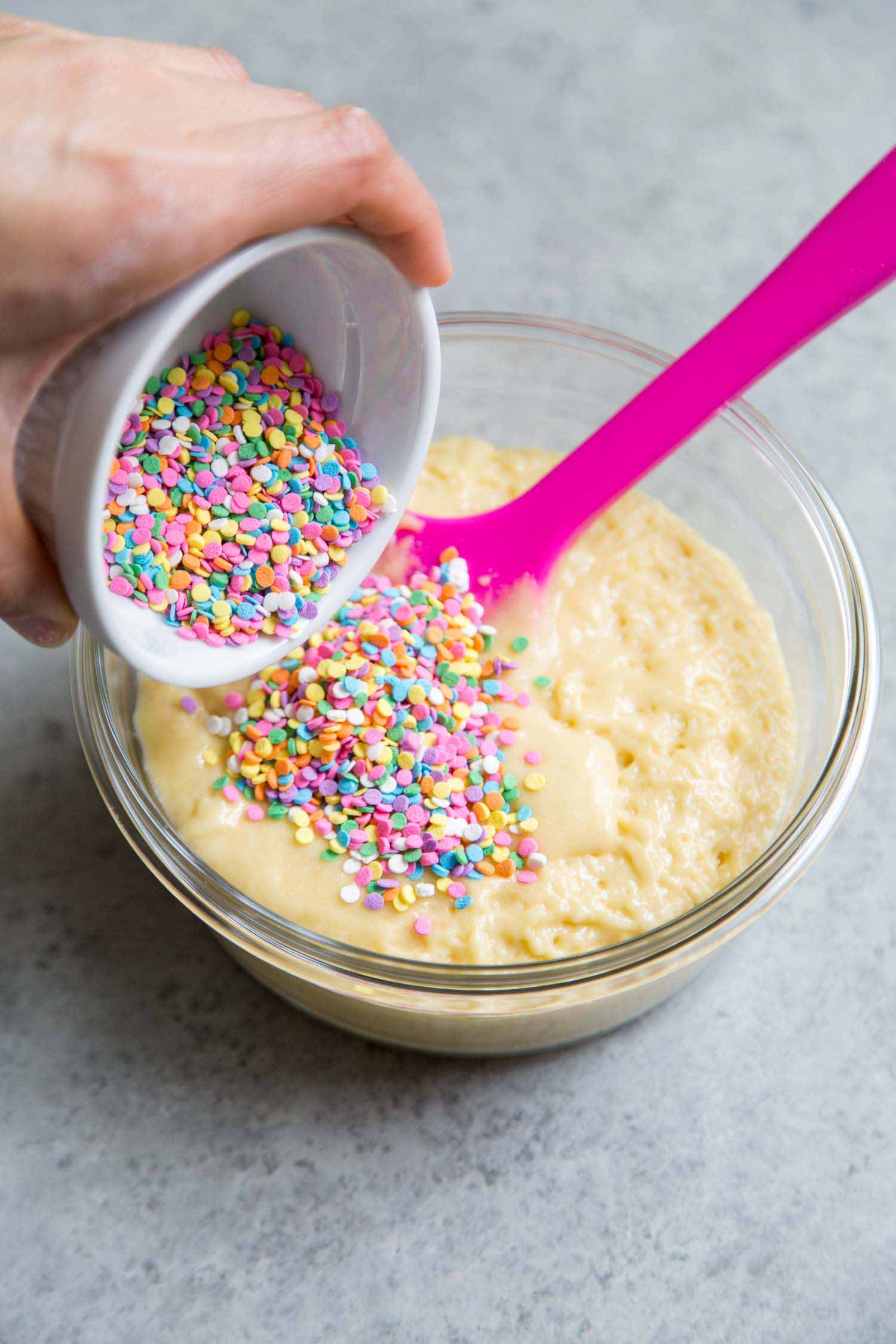 Confetti birthday cake madeleine batter