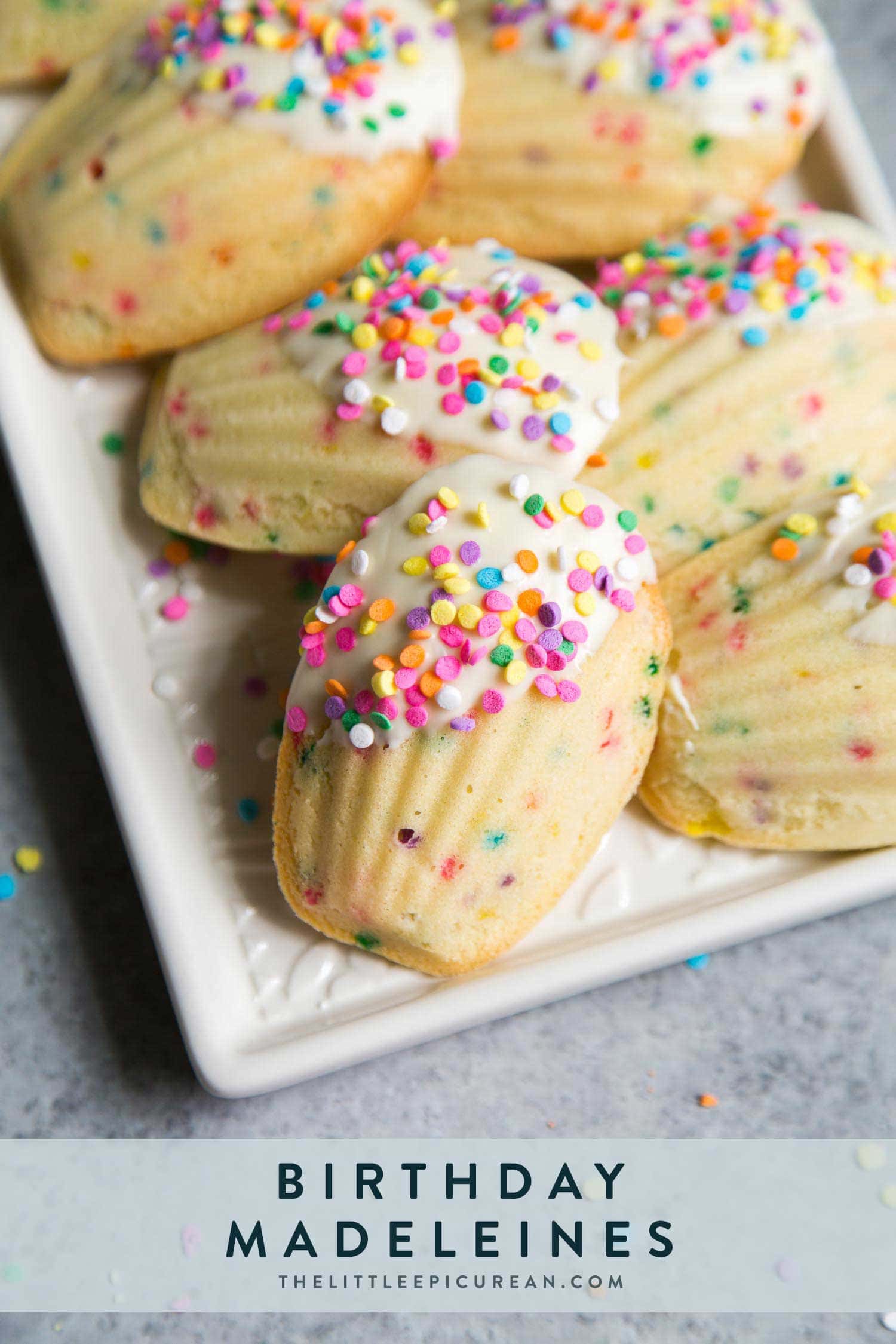 Chocolate Dipped Birthday Cake Madeleines