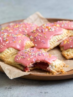 Pink glazed strawberry pop tarts