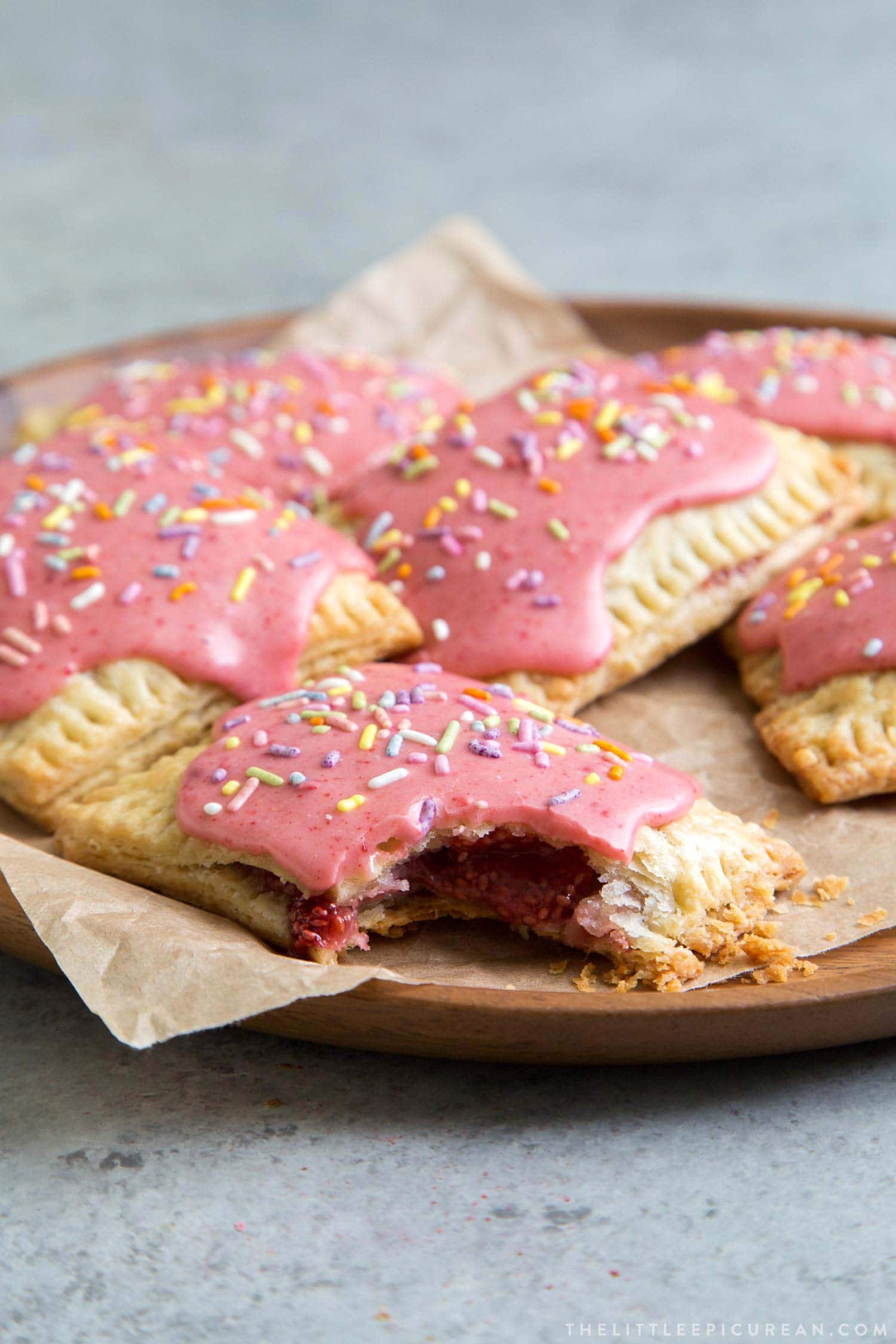 Pink glazed strawberry pop tarts