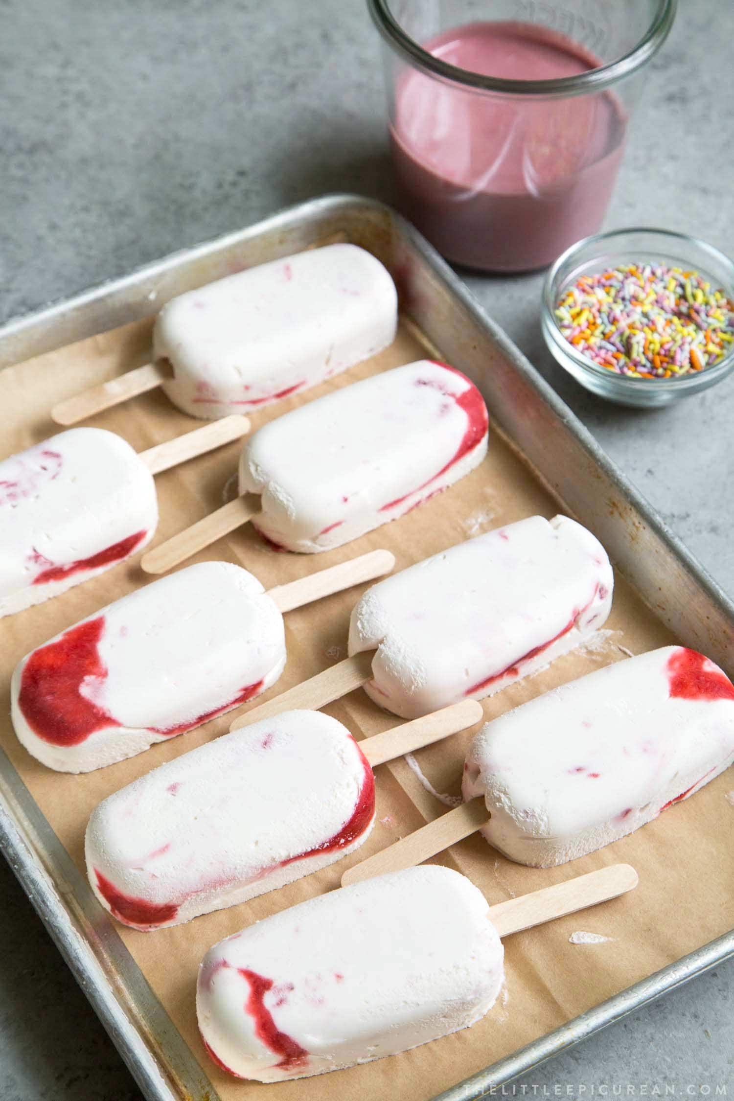 No churn strawberry ice cream bars