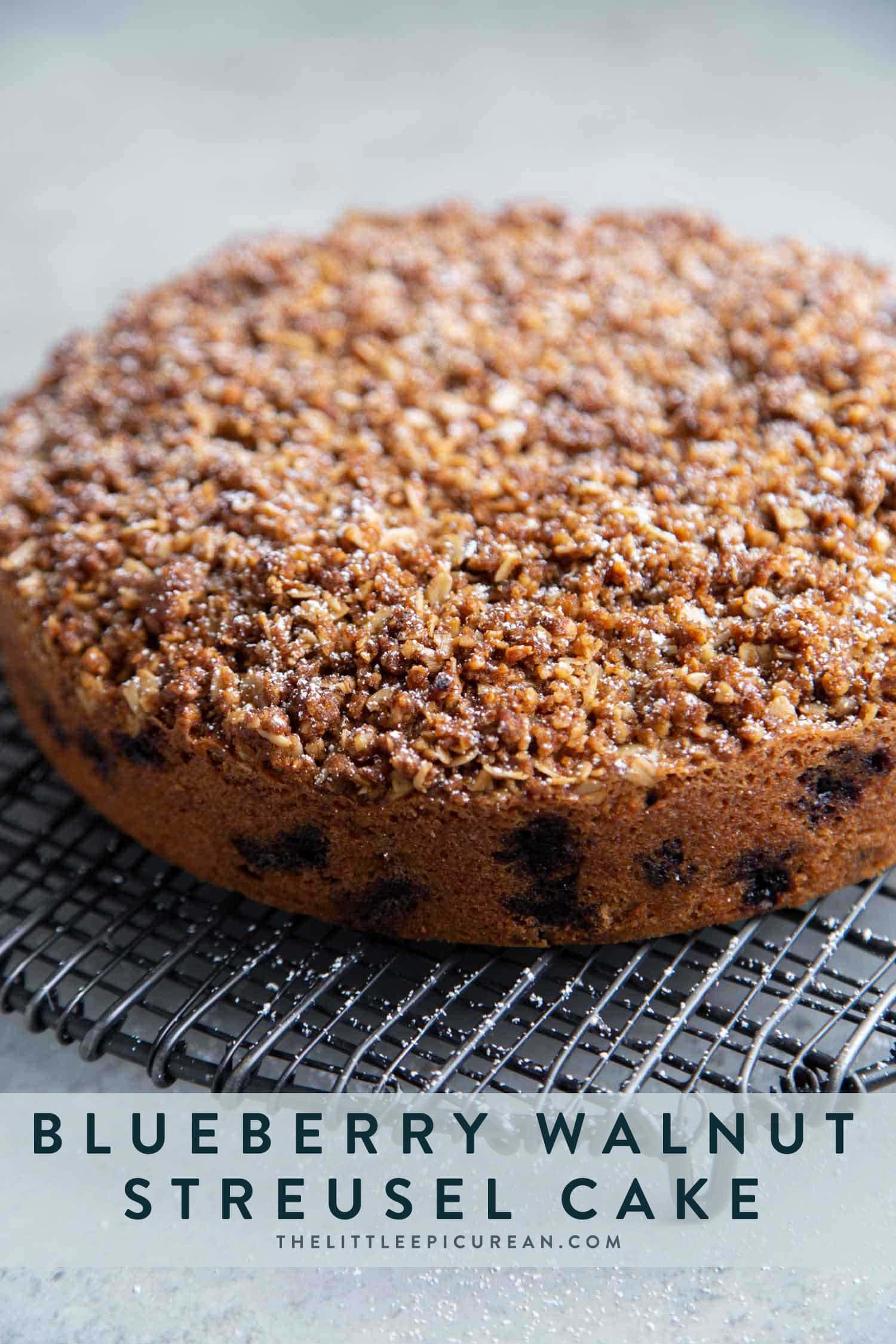 Blueberry Walnut Streusel Cake made with fresh blueberries topped with oat-walnut mixture