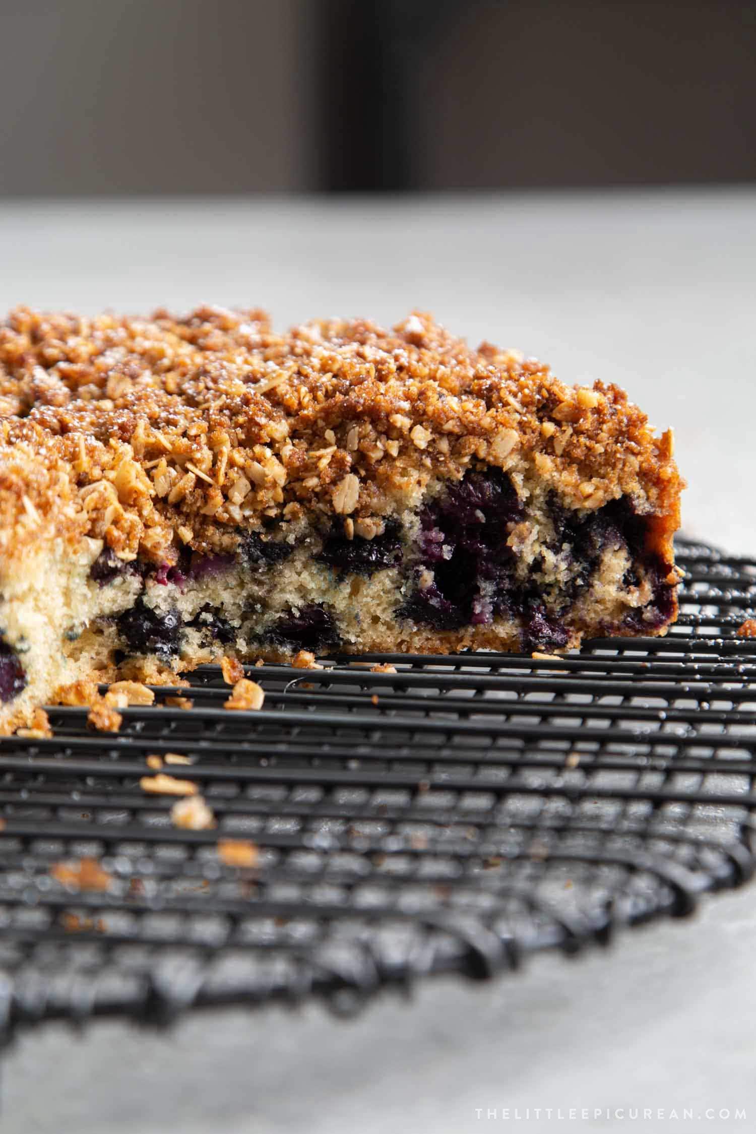 Blueberry Walnut Streusel Cake made with fresh blueberries topped with oat-walnut mixture