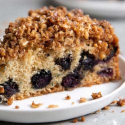 Blueberry Walnut Streusel Cake made with fresh blueberries topped with oat-walnut mixture