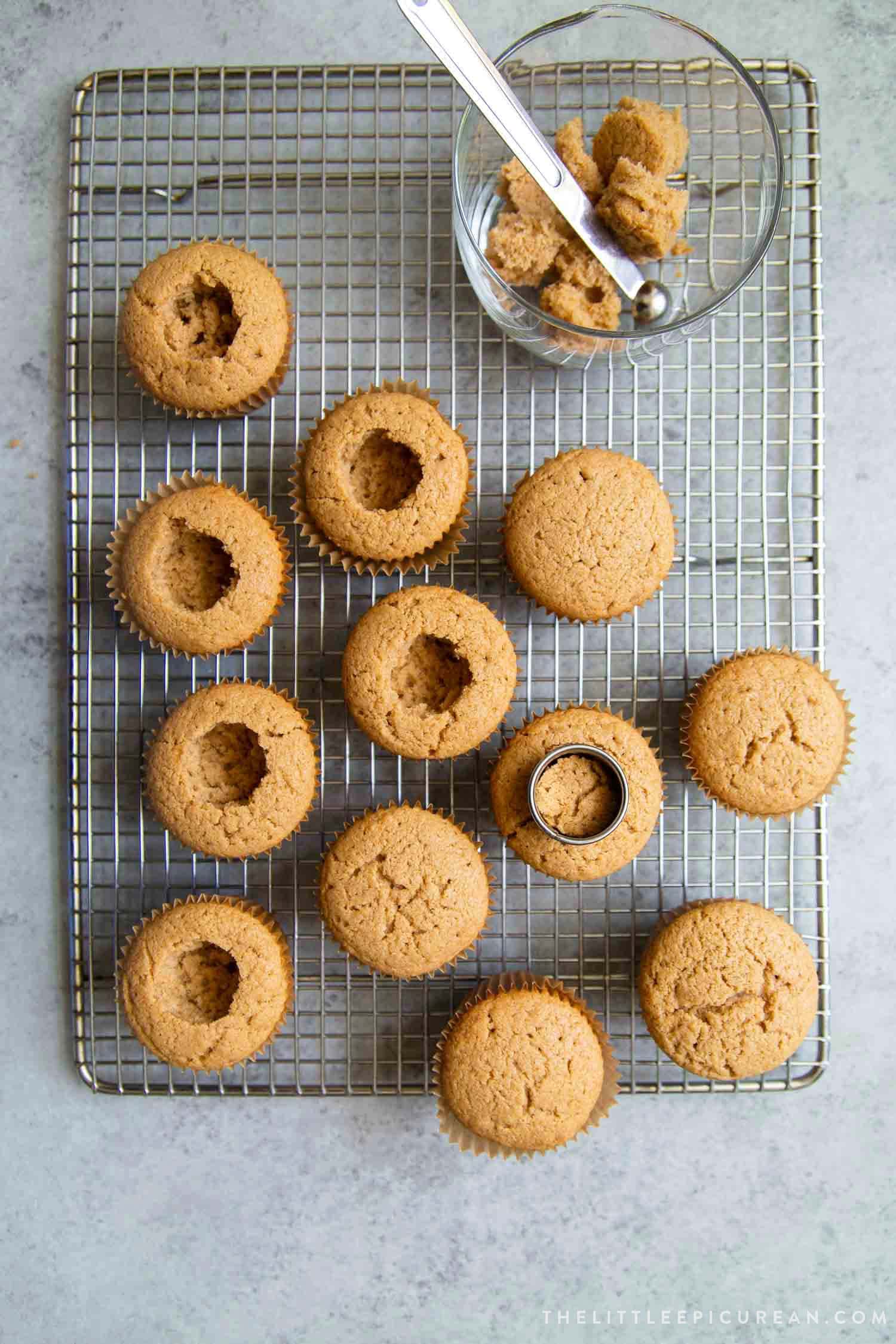 Milk Tea Cupcakes hallowed out for filling