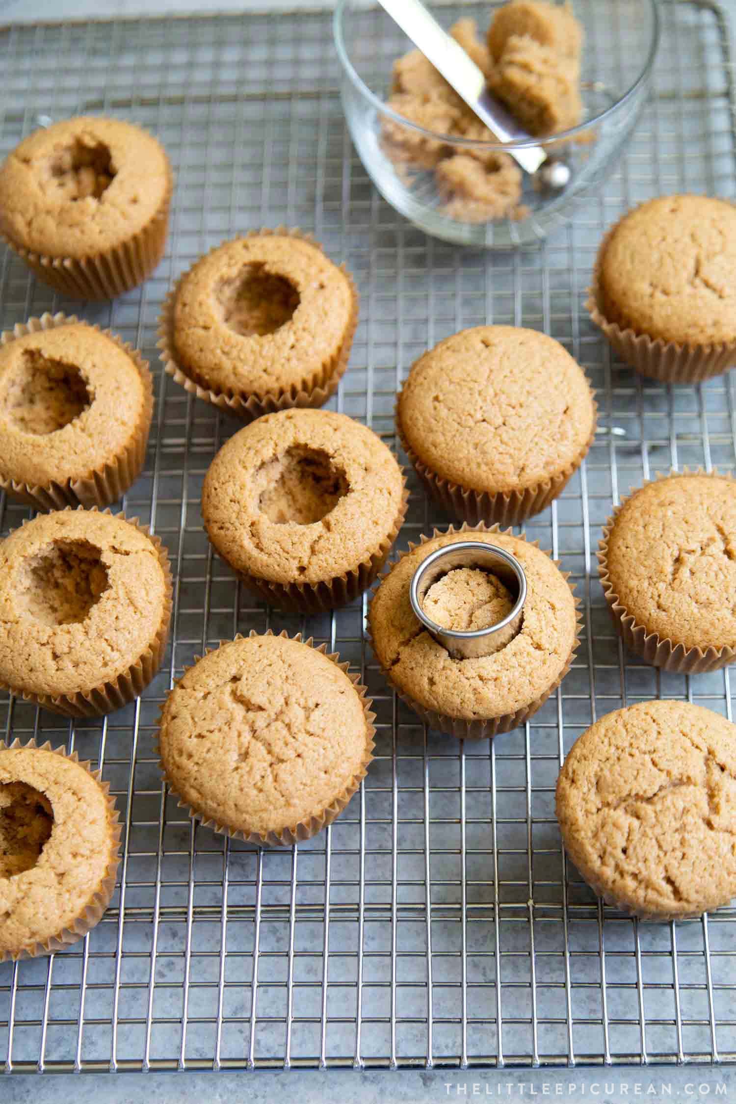 Milk Tea Cupcakes hallowed out for filling