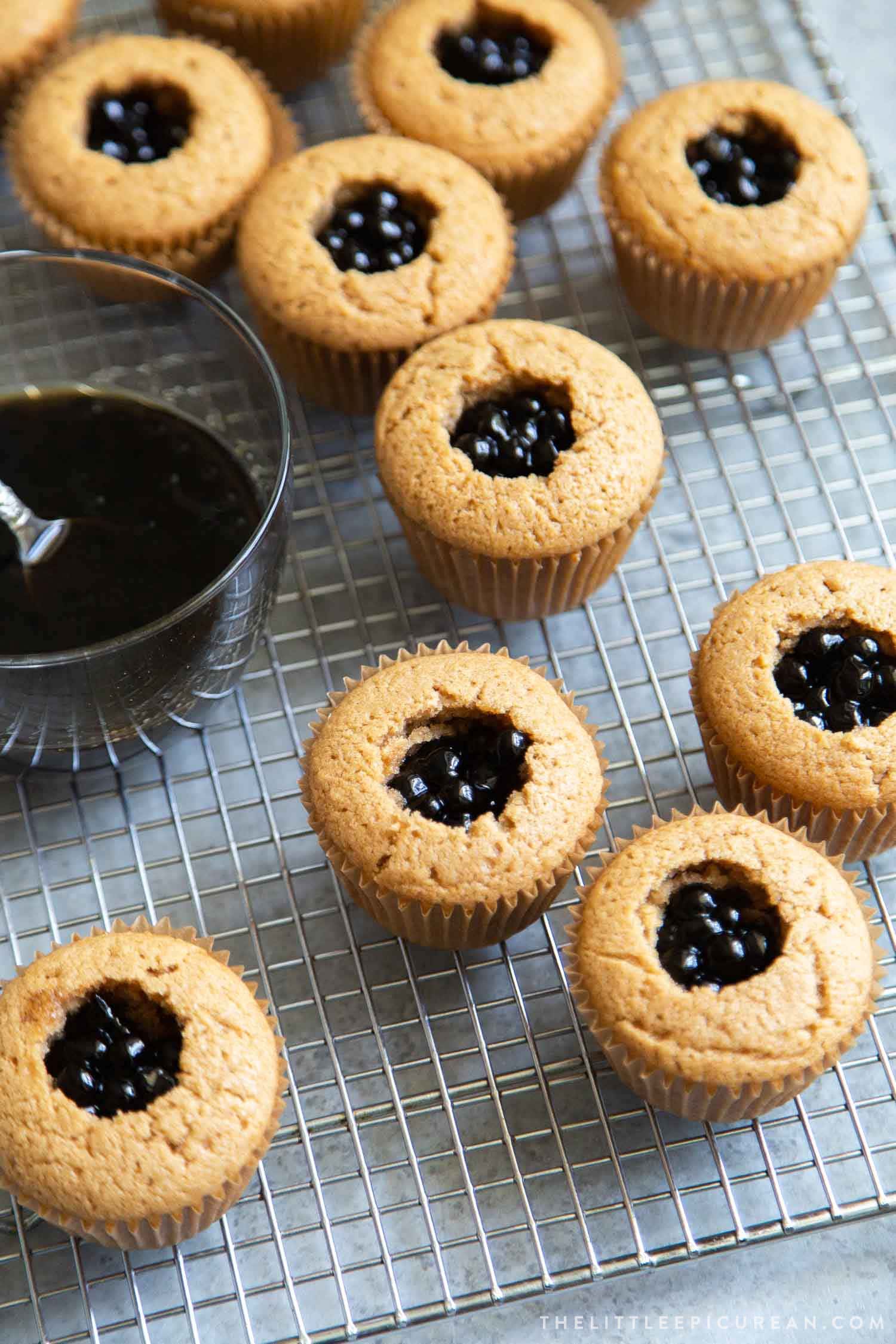 Milk Tea Cupcakes filled with warm brown sugar boba tapioca pearls