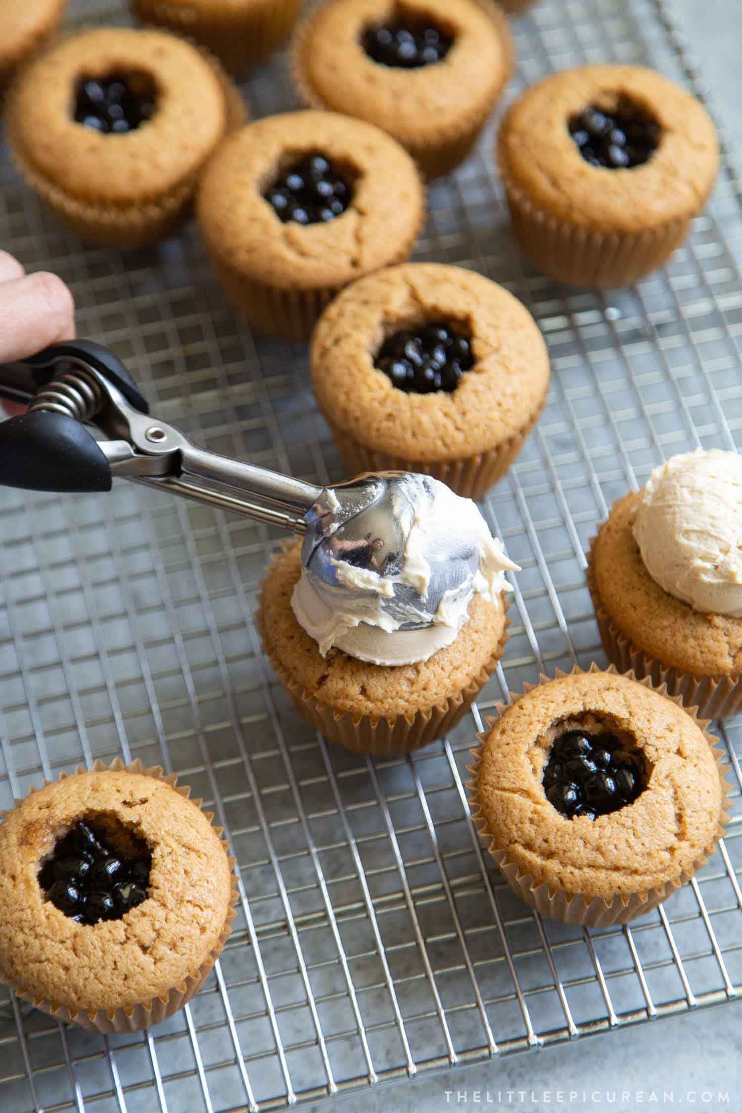 Milk Tea Cupcakes frosted with milk tea buttercream