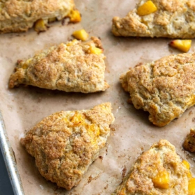 Brown Butter Peach Scones fresh from the oven.
