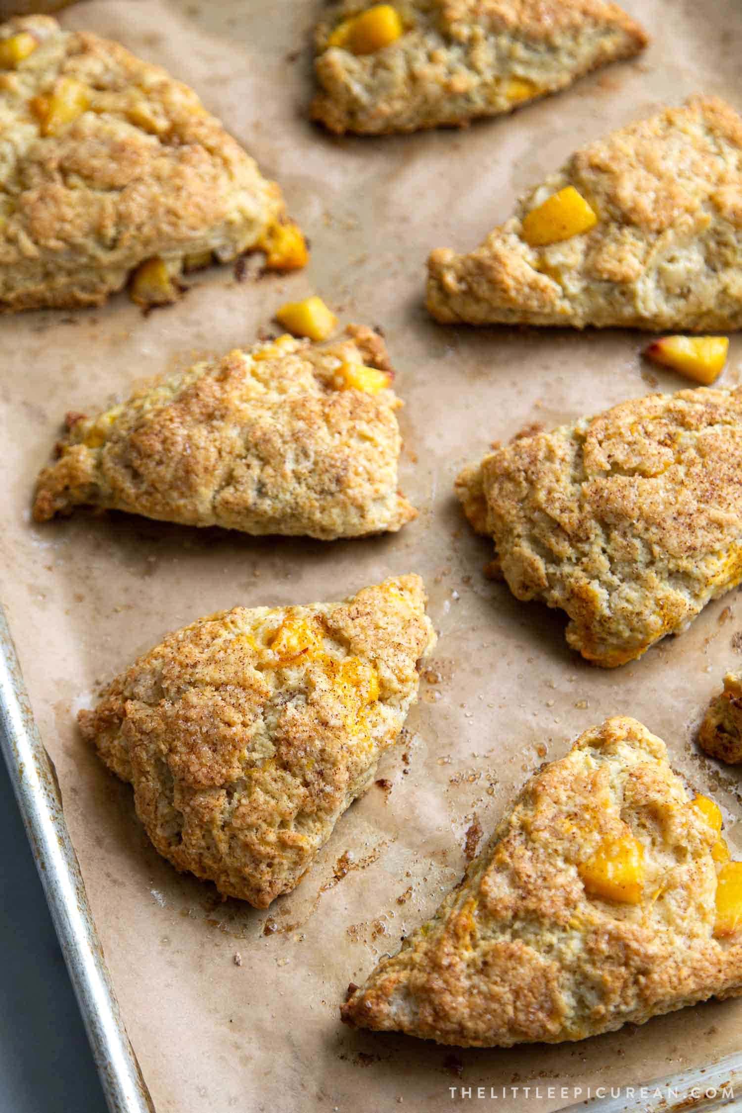 Brown Butter Peach Scones fresh from the oven. 