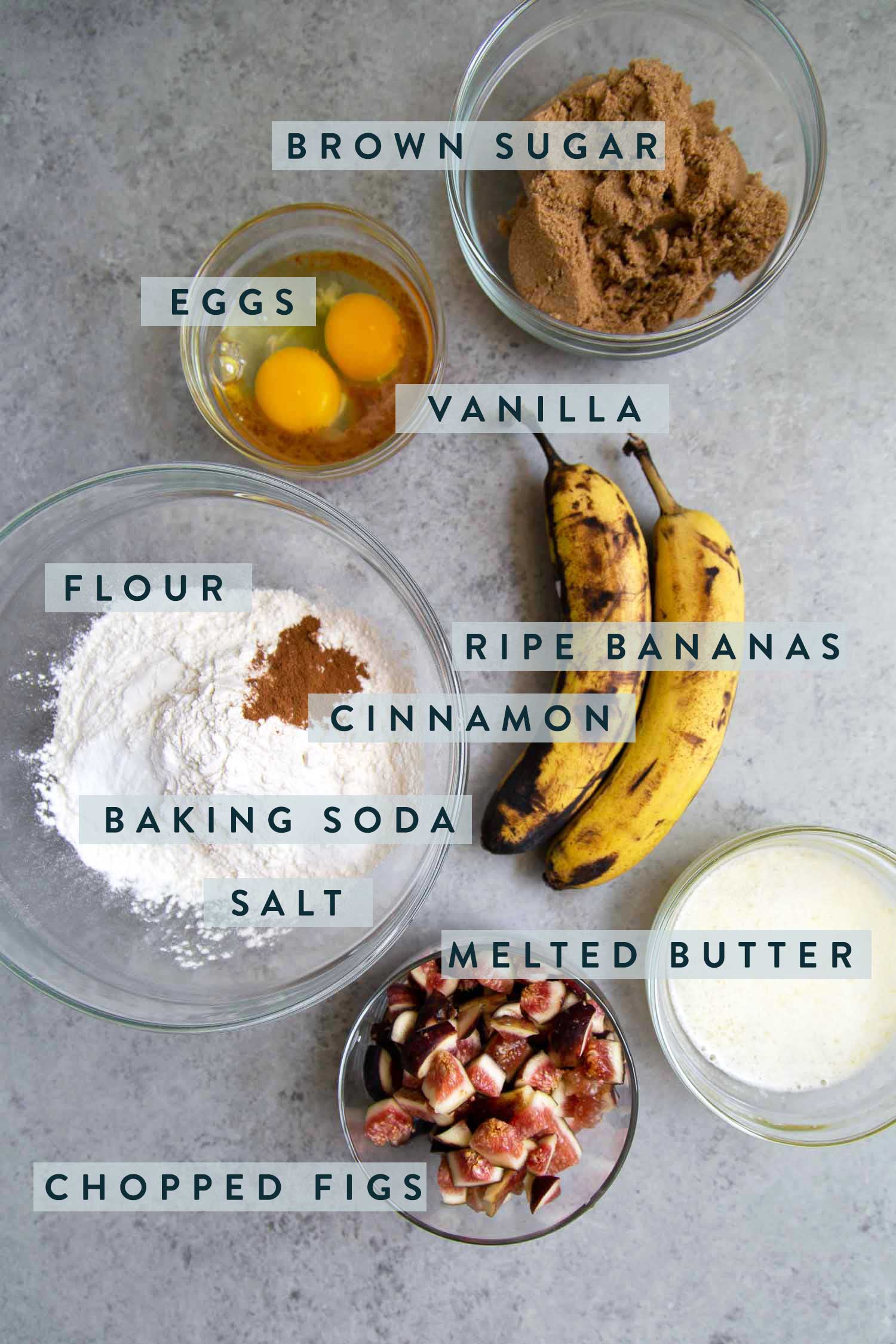 Fig Banana Bread Ingredients.