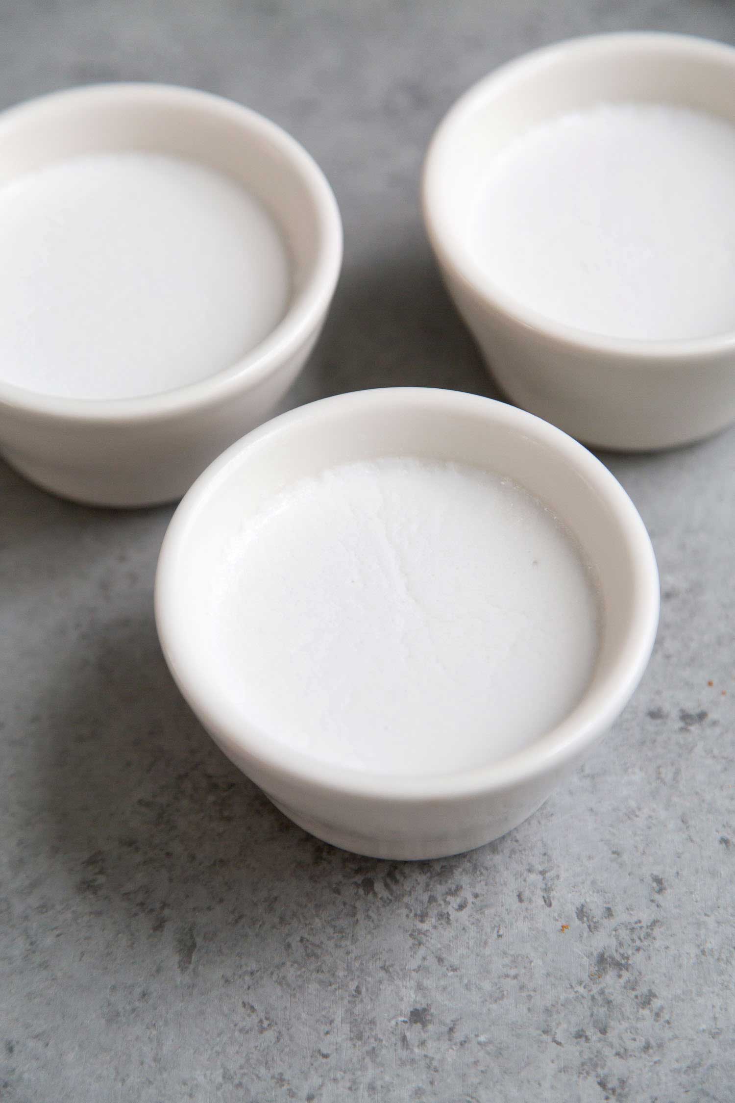 Coconut Panna Cotta set in small ramekin molds